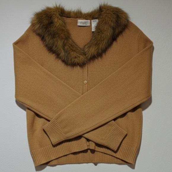 Vintage Fur Mobwife XL Sweater Kathie Lee Collection Camel Brown Tan Old Money - Picture 2 of 7
